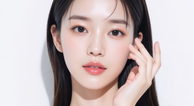 눈가에 손을 댄 모델